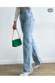 Orta Mavi Rikralı Salaş Yüksek Bel Salaş Paça Denim Kot Pantolon