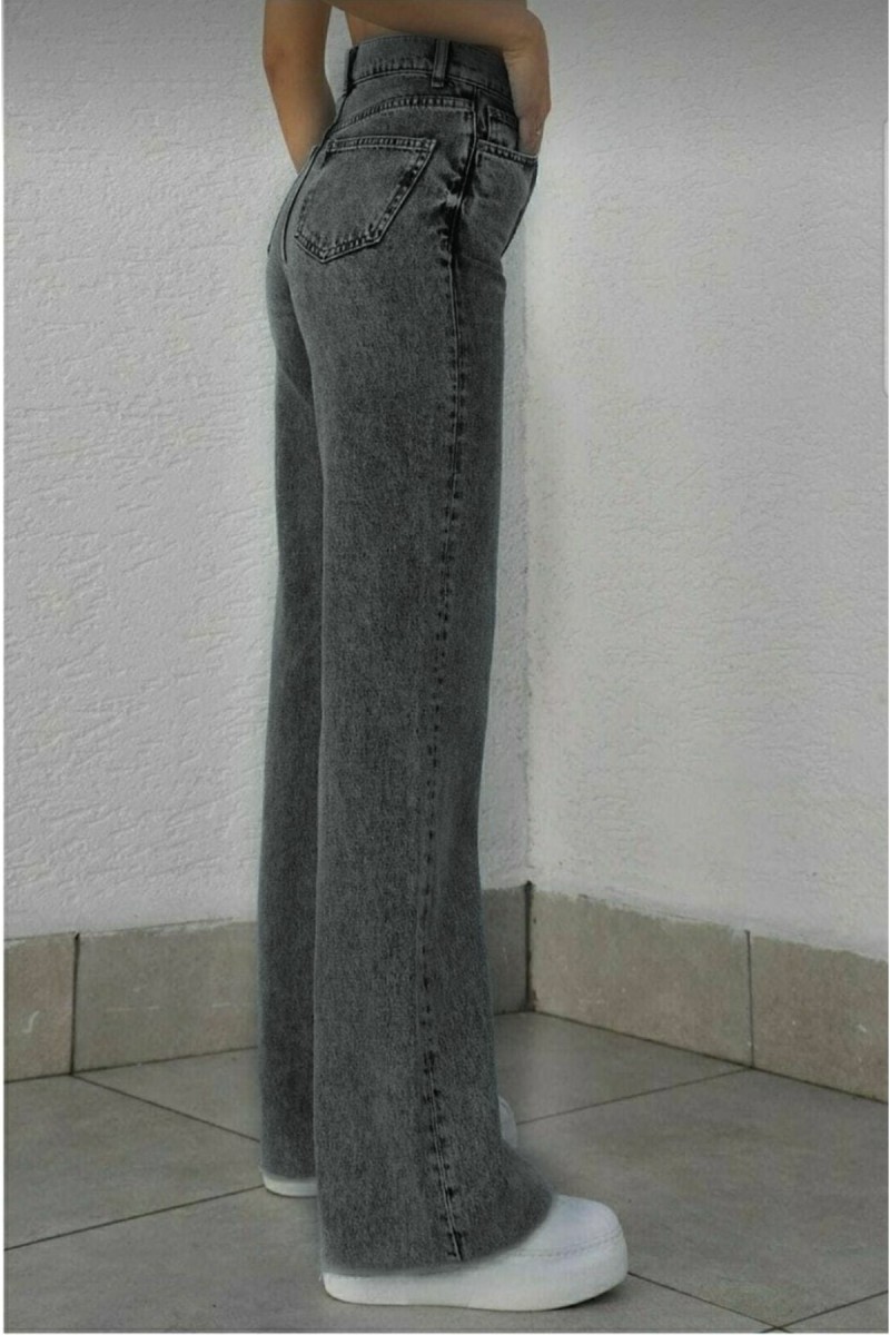 Füme Likralı Süper Yüksek Bel Salaş Jean Pantolon