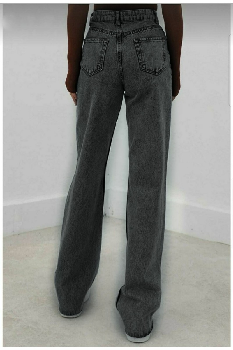 Füme Likralı Süper Yüksek Bel Salaş Jean Pantolon