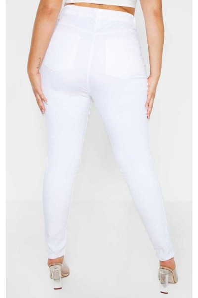 Beyaz Büyük Beden Sımsıkı Toparlayıcı Jeans (skinny)