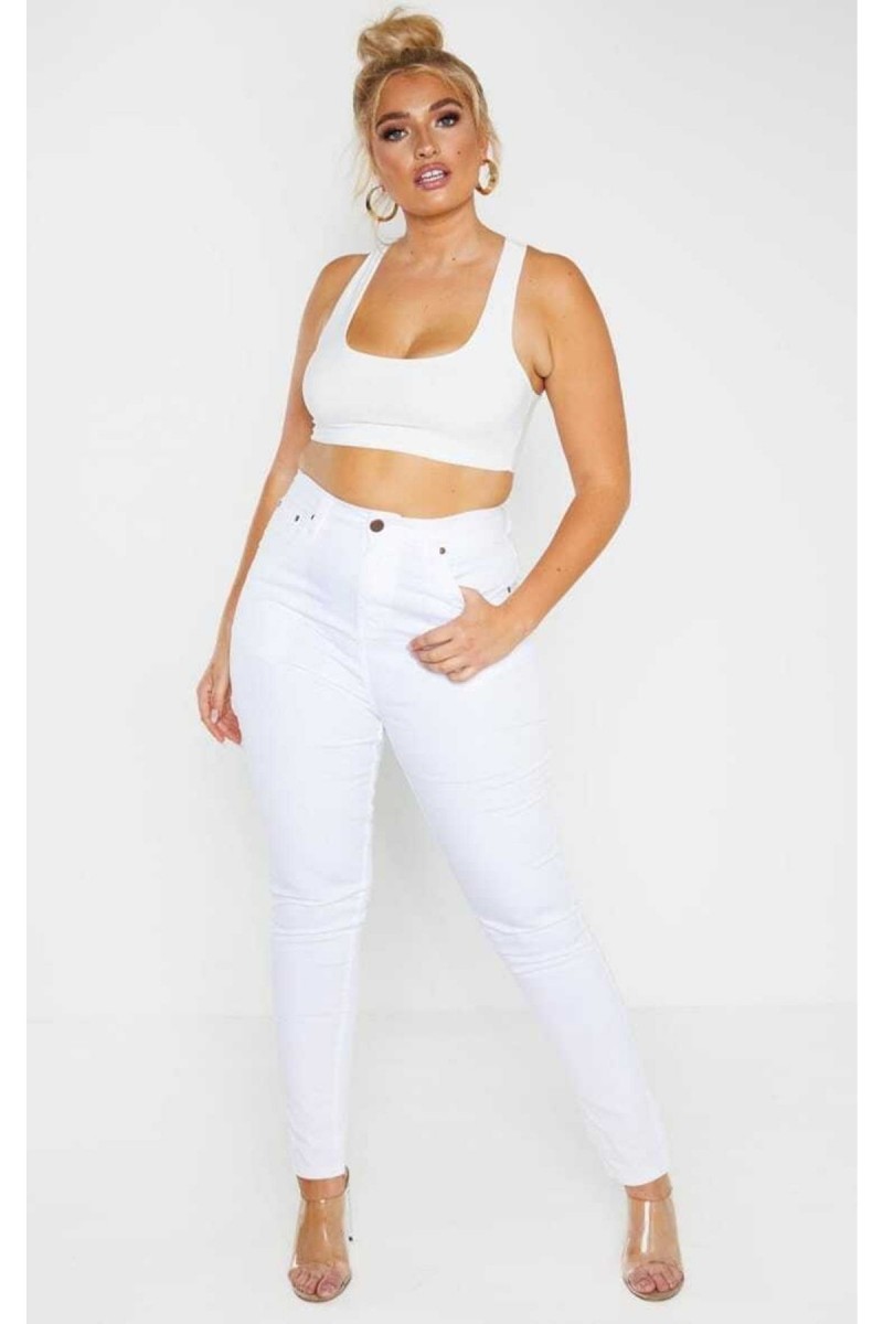 Beyaz Büyük Beden Sımsıkı Toparlayıcı Jeans (skinny) Beyaz Büyük Beden Sımsıkı Toparlayıcı Jeans (skinny)