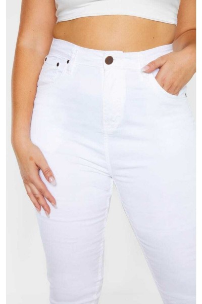 Beyaz Büyük Beden Sımsıkı Toparlayıcı Jeans (skinny)
