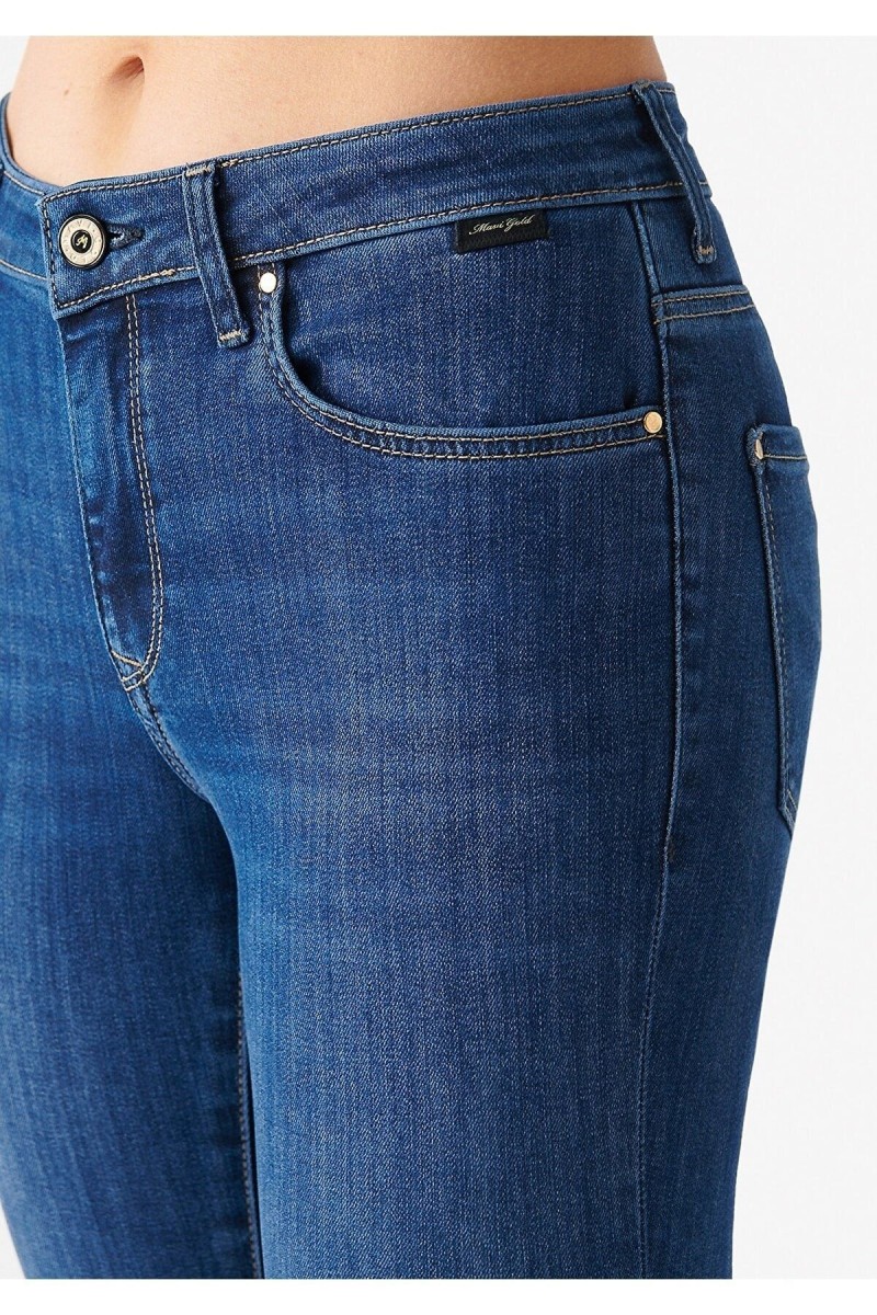 Mavi Yüksek Bel Bilek Boy Dar Paça Skinny Likralı Kot Pantolon Mavi Yüksek Bel Bilek Boy Dar Paça Skinny Likralı Kot Pantolon