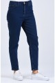 Koyu Mavi Kar Yıkama Mom Jeans Likralı Yüksek Bel Kot Pantolon