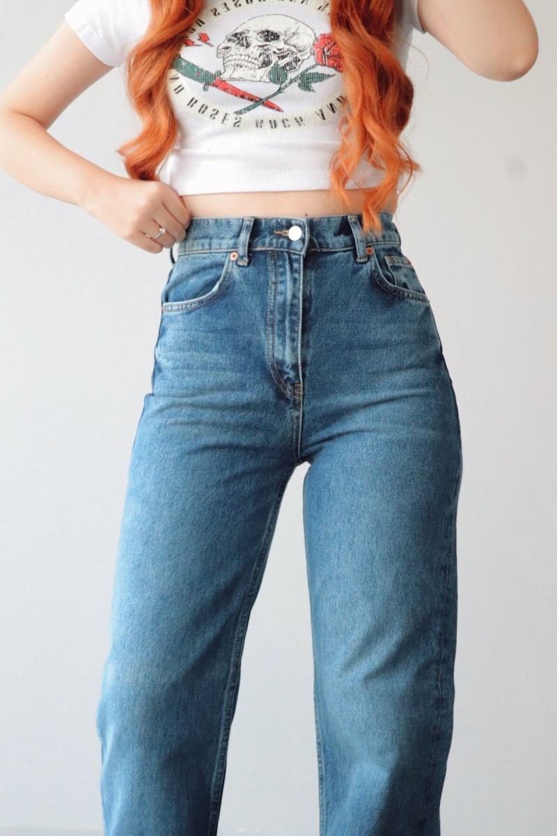 Allow Süper Yüksek Bel A.c.a.i.p S.o.l.m.a.z Orta Kar Salaş Jeans Palazzo Pantolon