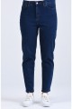 Koyu Mavi Kar Yıkama Mom Jeans Likralı Yüksek Bel Kot Pantolon Koyu Mavi Kar Yıkama Mom Jeans Likralı Yüksek Bel Kot Pantolon