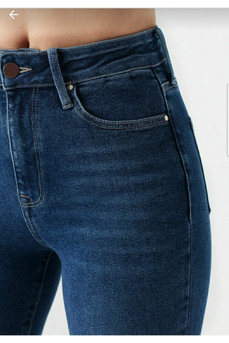 Mavi Yüksek Bel Bilek Boy Dar Paça Skinny Likralı Kot Pantolon