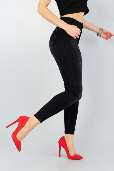 Emmiy Solmayan Antrasit Skinny Jeans Toparlayıcı Kot Pantolon Incecik Gösteriyor