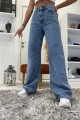Santa Power Likralı Mavi Kar Süper Yüksek Bel Likralı Salaş Paça Denim Kot Pantolon Santa Power Likralı Mavi Kar Süper Yüksek Bel Likralı Salaş Paça Denim Kot Pantolon