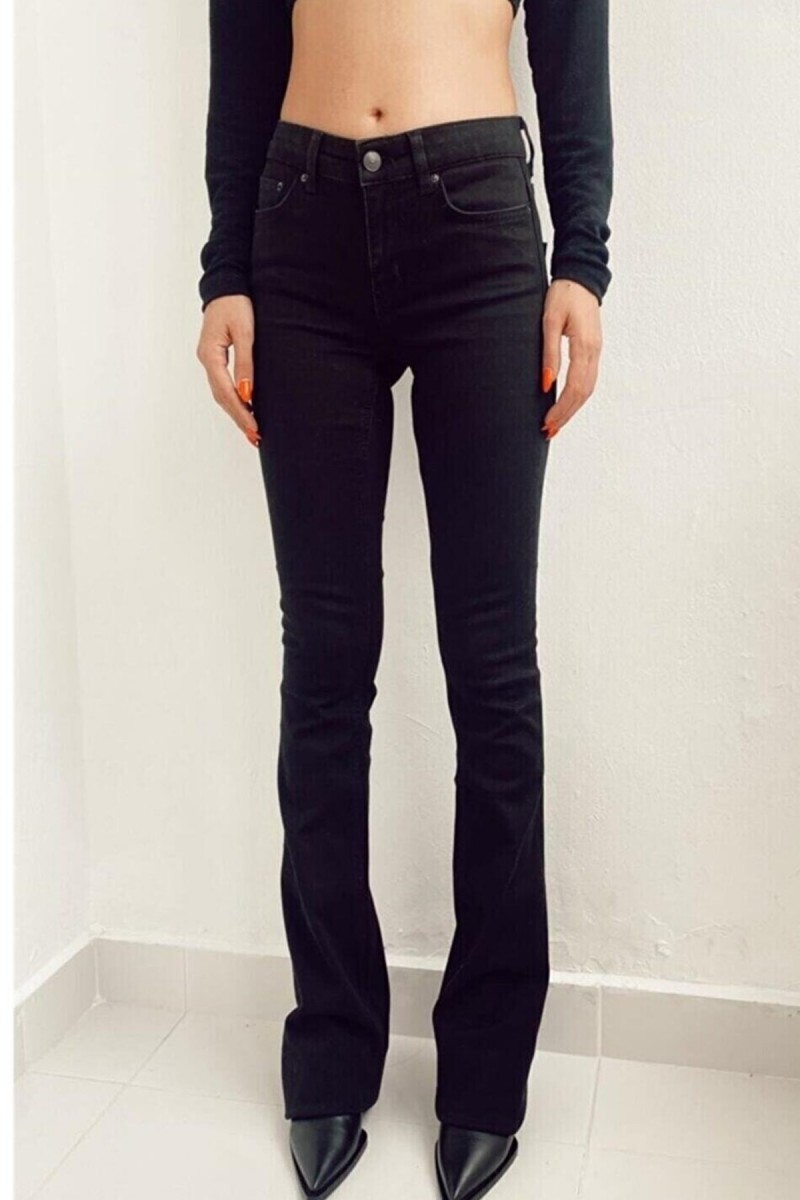 Hot Women Siyah Ispanyol Paça Kot Pantolon Yüksek Bel Ispanyol Jeans Toparlayıcı