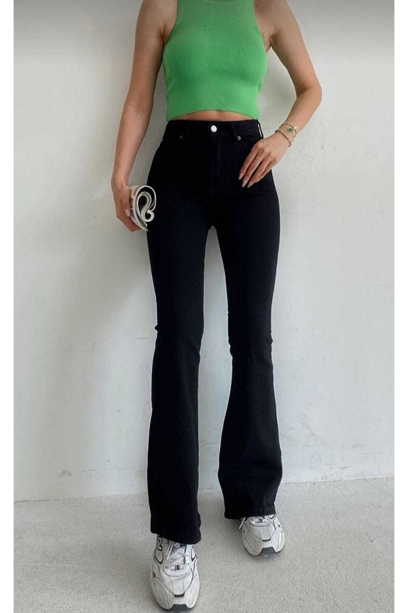 Hot Women Siyah Ispanyol Paça Kot Pantolon Yüksek Bel Ispanyol Jeans Toparlayıcı Hot Women Siyah Ispanyol Paça Kot Pantolon Yüksek Bel Ispanyol Jeans Toparlayıcı