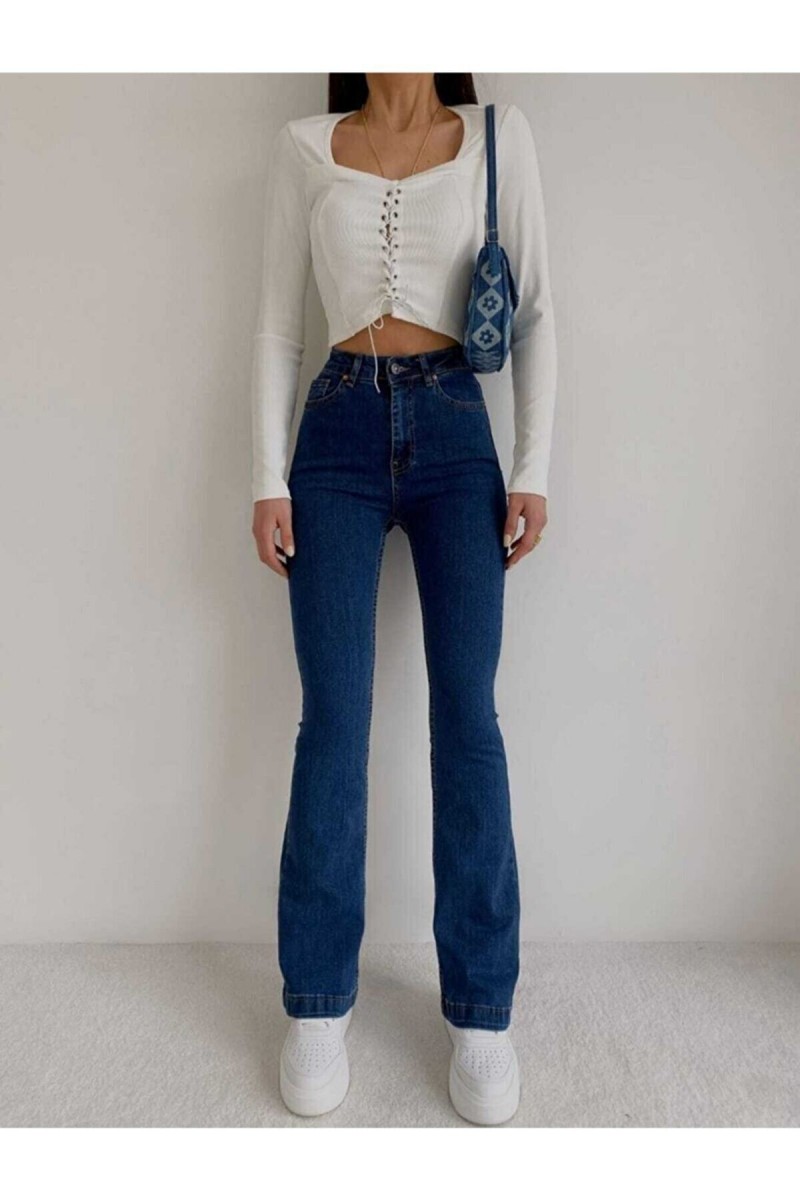 Allstar Ispanyol Women Koyu Mavi Ispanyol Paça Kot Pantolon Yüksek Bel Ispanyol Jeans Toparlayıcı Allstar Ispanyol Women Koyu Mavi Ispanyol Paça Kot Pantolon Yüksek Bel Ispanyol Jeans Toparlayıcı
