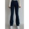 Cold Ispanyol Women Koyu Mavi Ispanyol Paça Kot Pantolon Yüksek Bel Ispanyol Jeans Toparlayıcı