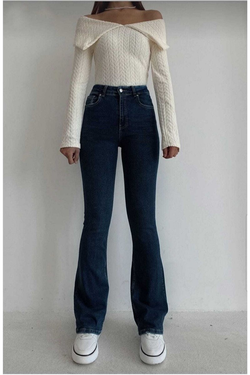 Hot Women Koyu Mavi Ispanyol Paça Kot Pantolon Yüksek Bel Ispanyol Jeans Toparlayıcı Hot Women Koyu Mavi Ispanyol Paça Kot Pantolon Yüksek Bel Ispanyol Jeans Toparlayıcı