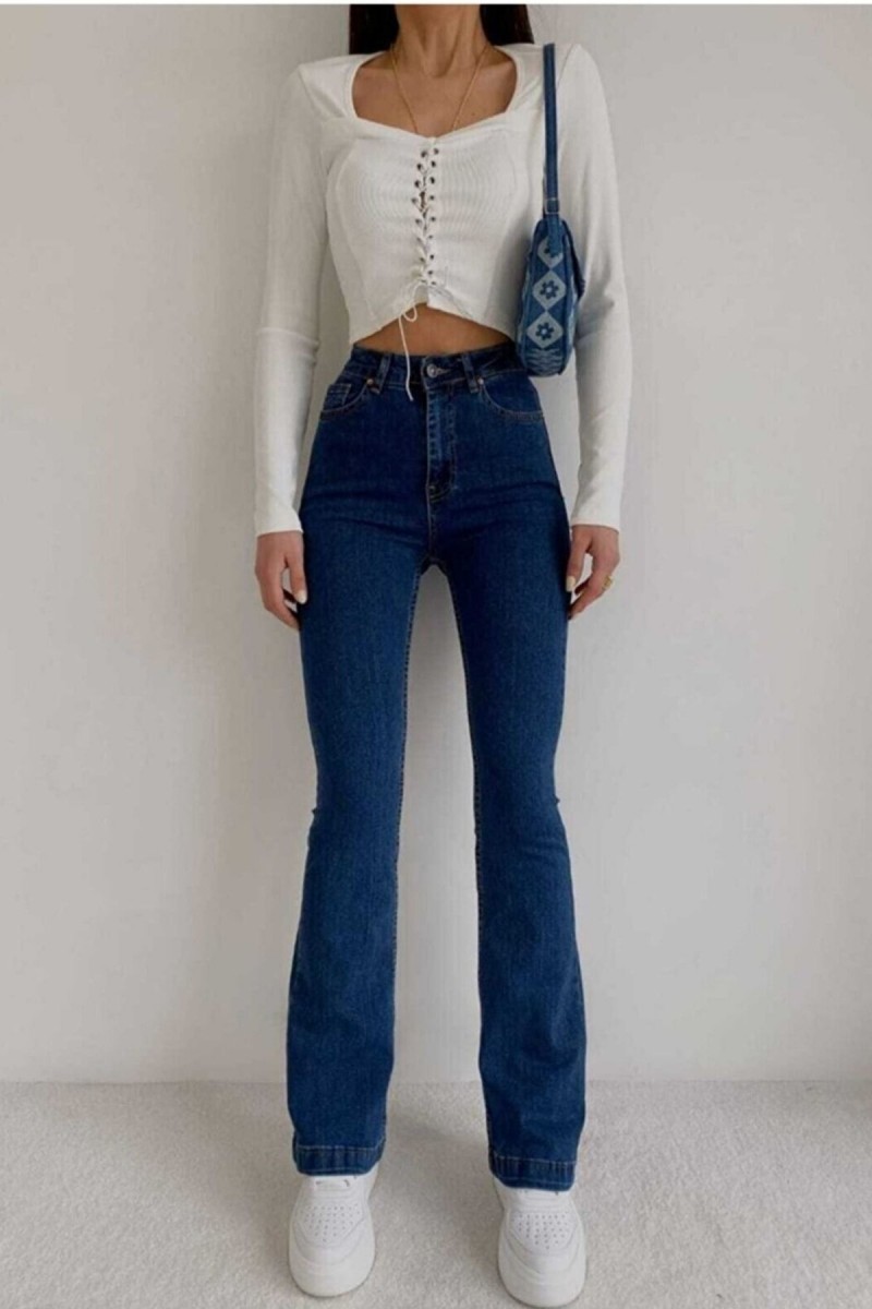 Allstar Ispanyol Women Koyu Mavi Ispanyol Paça Kot Pantolon Yüksek Bel Ispanyol Jeans Toparlayıcı Allstar Ispanyol Women Koyu Mavi Ispanyol Paça Kot Pantolon Yüksek Bel Ispanyol Jeans Toparlayıcı