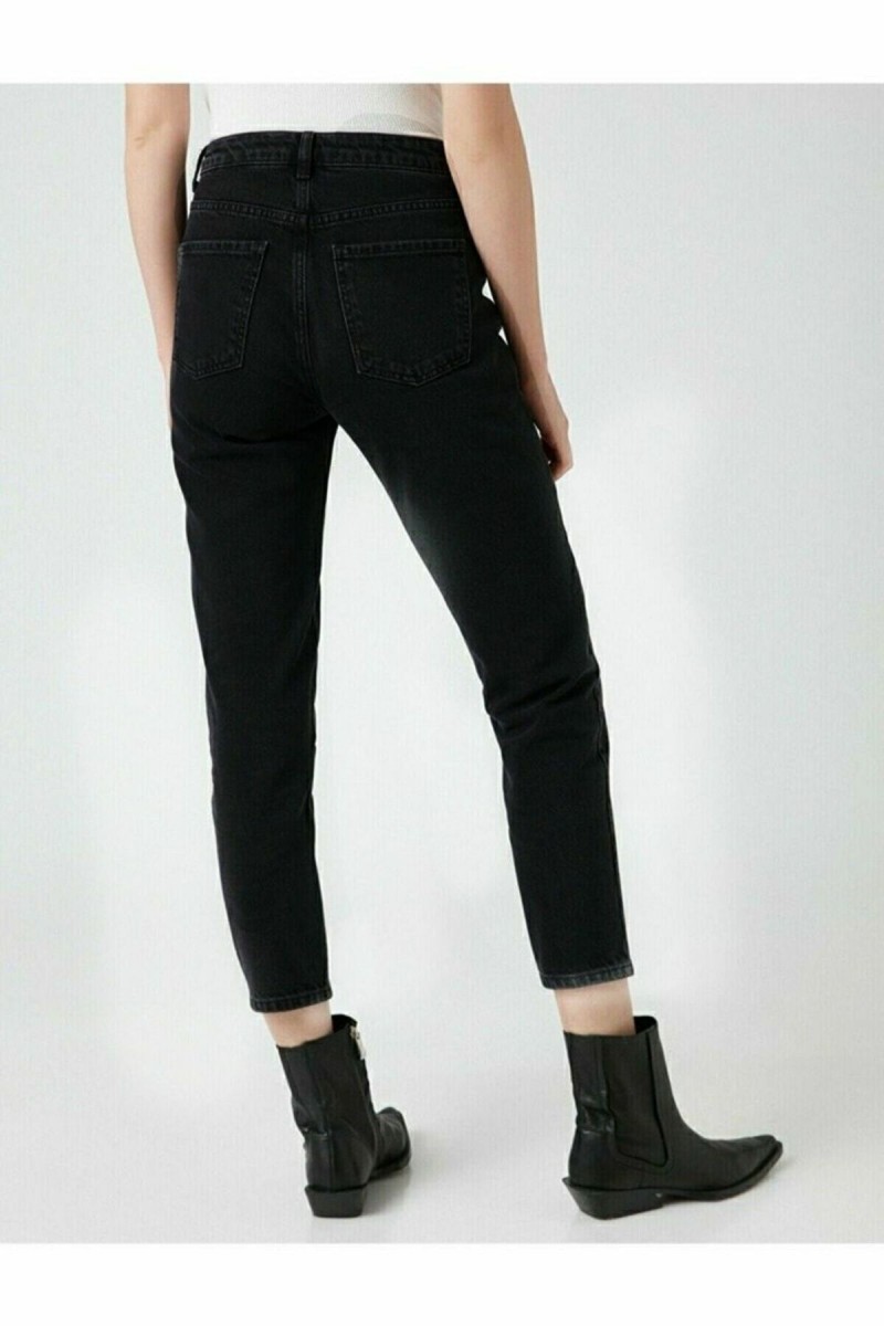 Kadın Siyah Yüksek Bel Likralı Mom Jeans Kadın Siyah Yüksek Bel Likralı Mom Jeans