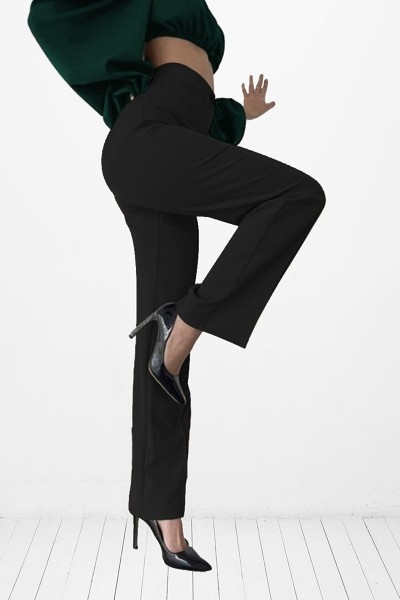 Kadın Çimalı Siyah 90's Süper Yüksek Bel Salaş Jeans Palazzo Pantolon