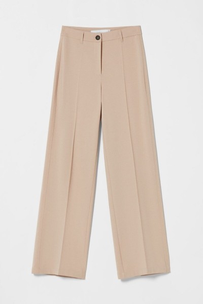 Tess Gold Bej Çimalı Kadın Salaş 90's Süper Yüksek Salaş Paç Palazzo Pantolon