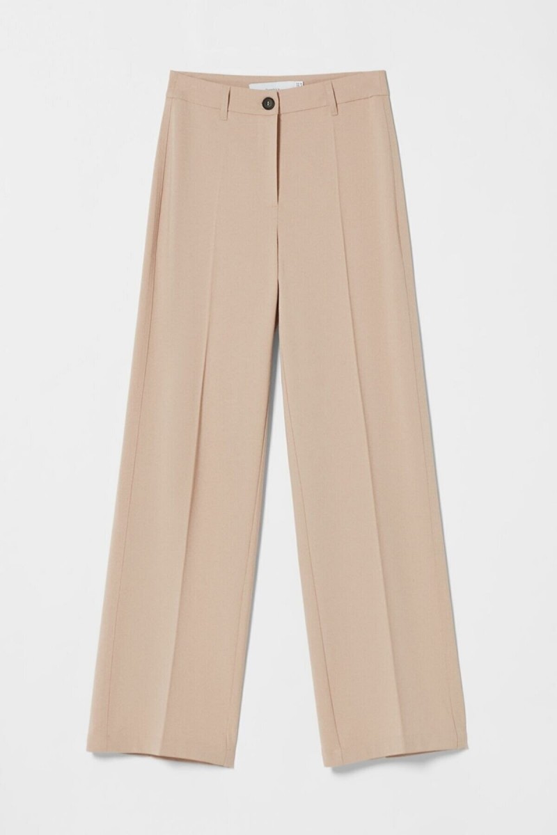 Tess Gold Bej Çimalı Kadın Salaş 90's Süper Yüksek Salaş Paç Palazzo Pantolon