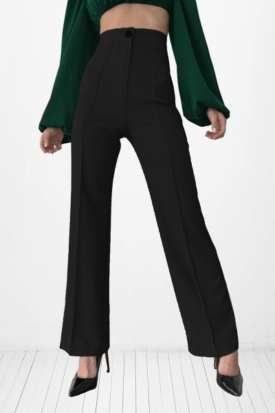 Kadın Çimalı Siyah 90's Süper Yüksek Bel Salaş Jeans Palazzo Pantolon