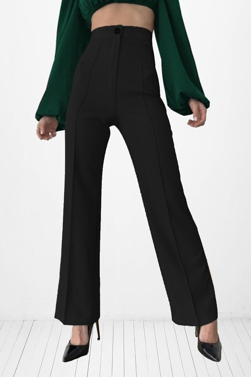 Kadın Çimalı Siyah 90's Süper Yüksek Bel Salaş Jeans Palazzo Pantolon