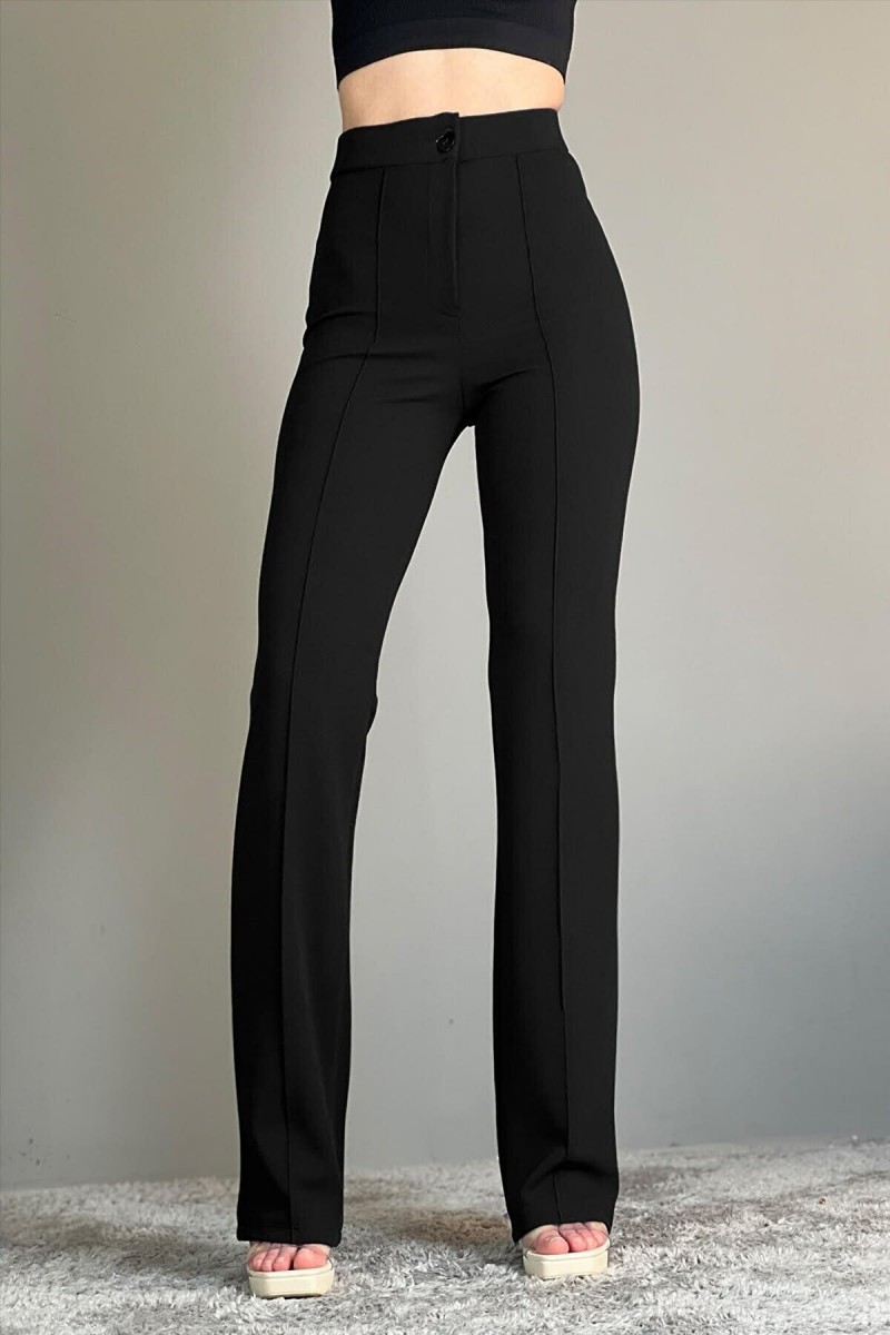 Summer Time Kadın Siyah Çımalı Yüksek Bel Salaş Paça Salaş Pantolon Palazzo