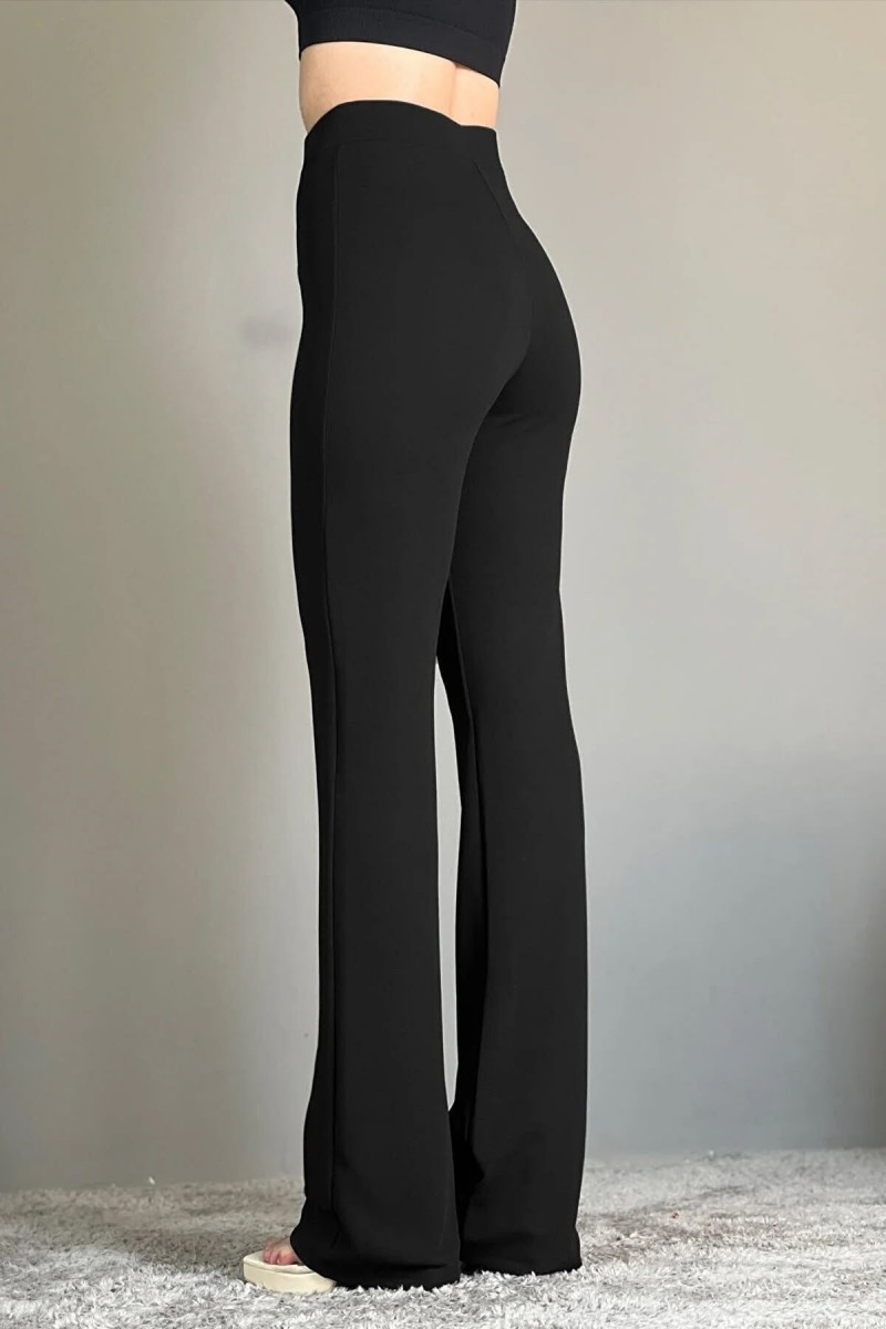 Summer Time Kadın Siyah Çımalı Yüksek Bel Salaş Paça Salaş Pantolon Palazzo