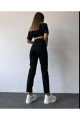 Kadın Siyah Yüksek Bel Likralı Mom Jeans Kadın Siyah Yüksek Bel Likralı Mom Jeans