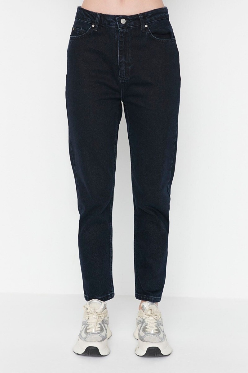 Kadın Siyah Yüksek Bel Likralı Mom Jeans Kadın Siyah Yüksek Bel Likralı Mom Jeans