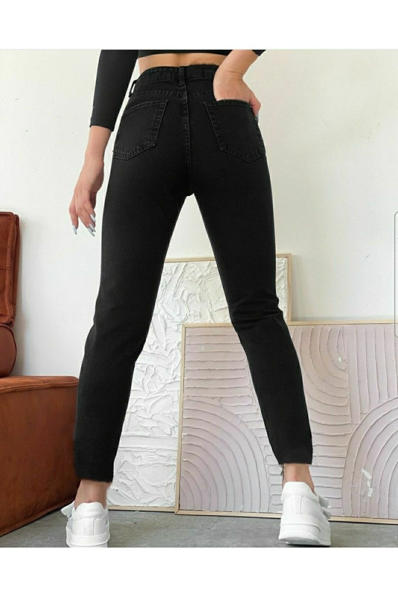 Kadın Siyah Yüksek Bel Likralı Mom Jeans Kadın Siyah Yüksek Bel Likralı Mom Jeans