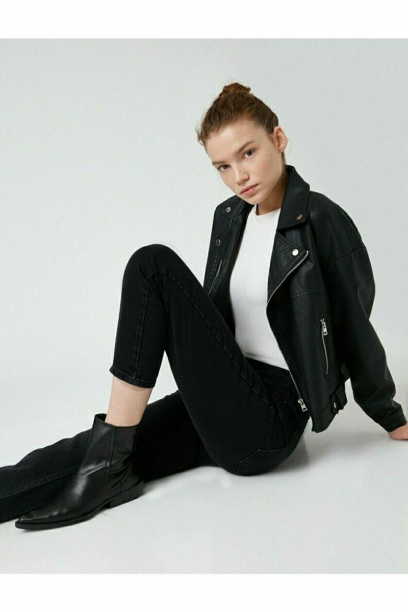 Kadın Siyah Yüksek Bel Likralı Mom Jeans Kadın Siyah Yüksek Bel Likralı Mom Jeans