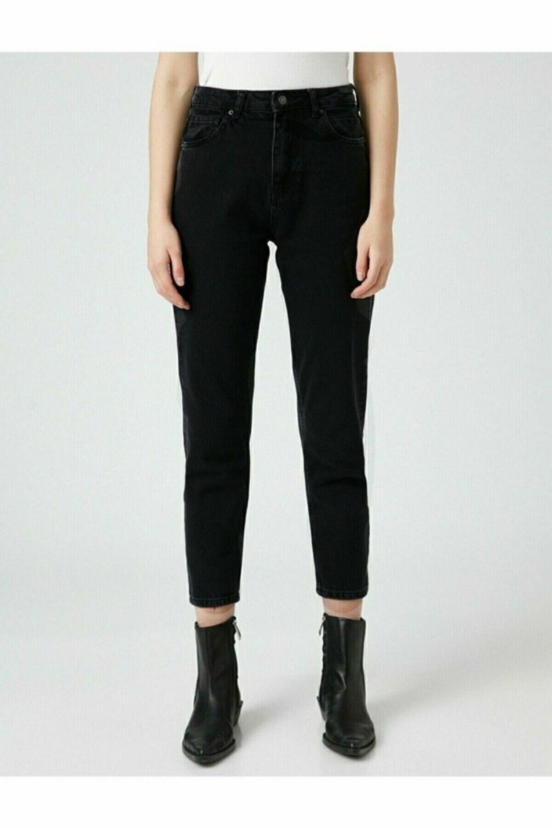 Kadın Siyah Yüksek Bel Likralı Mom Jeans Kadın Siyah Yüksek Bel Likralı Mom Jeans