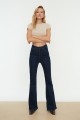 Ikon Flare Likralı Solmaz Koyu Mavi Ispanyol Ispanyol Paça Jean Yüksek Bel Kot Pantolon(rahat Kesim)