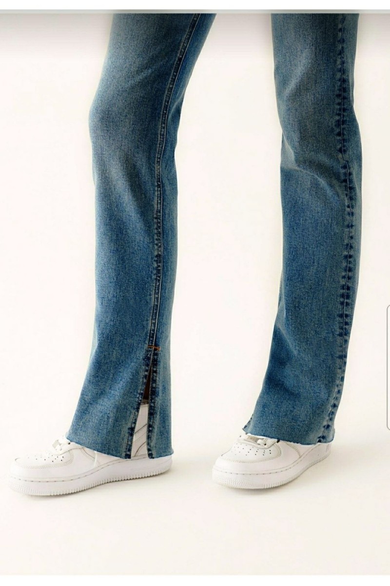 My Emma 90 s Mavi Kar Yırmaçlı Likralı Süper Yüksek Bel Salaş Jean Pantolon