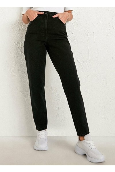 Tokyo Siyah Mom Likralı Yüksek Bel Fit Mom Jeans