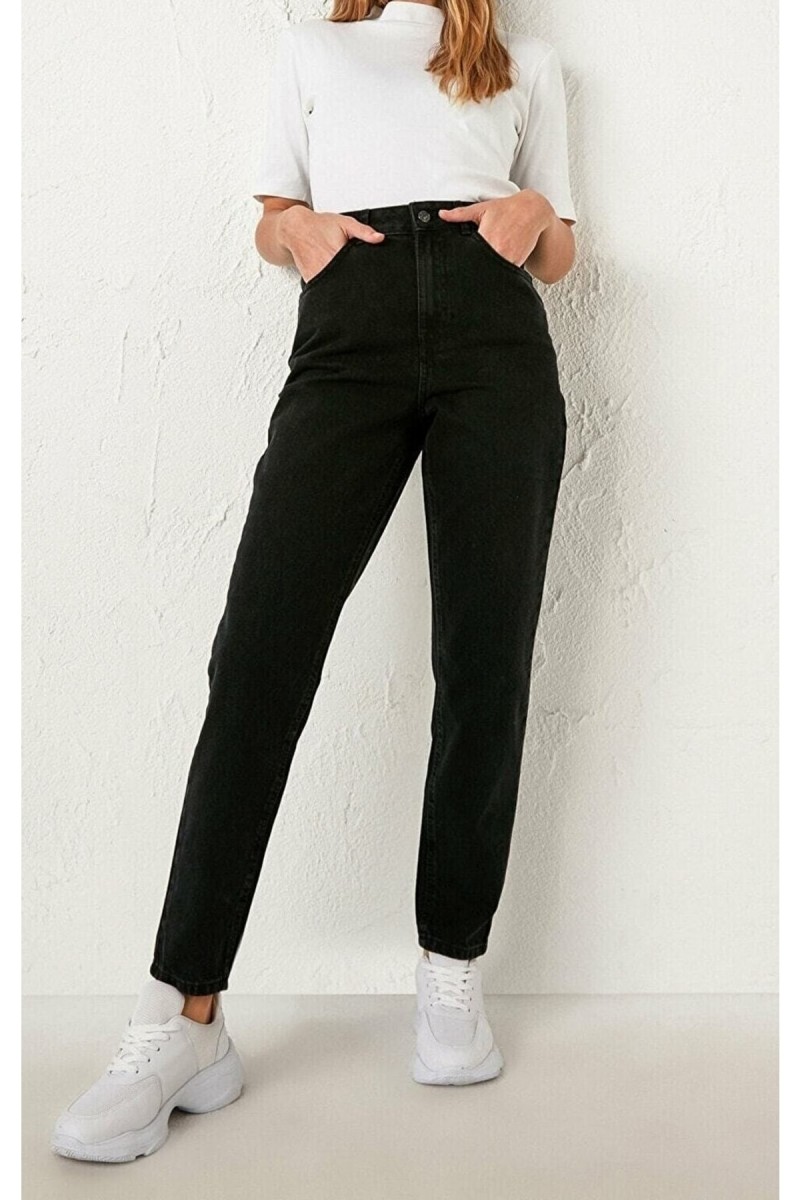 Tokyo Siyah Mom Likralı Yüksek Bel Fit Mom Jeans
