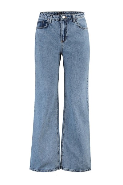 Elena 90 s Açık Kar 90 s Likralı Süper Yüksek Bel Salaş Jeans Palazzo Pantolon. (süper Yüksek)