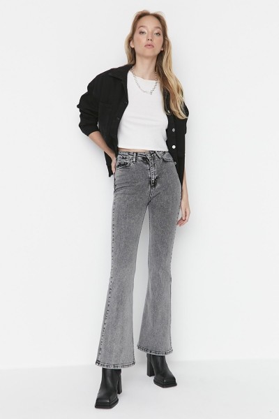 Zoe Füme Ispanyol Paça Kot Pantolon Yüksek Bel Ispanyol Jeans Toparlayıcı( Extra Rahat)