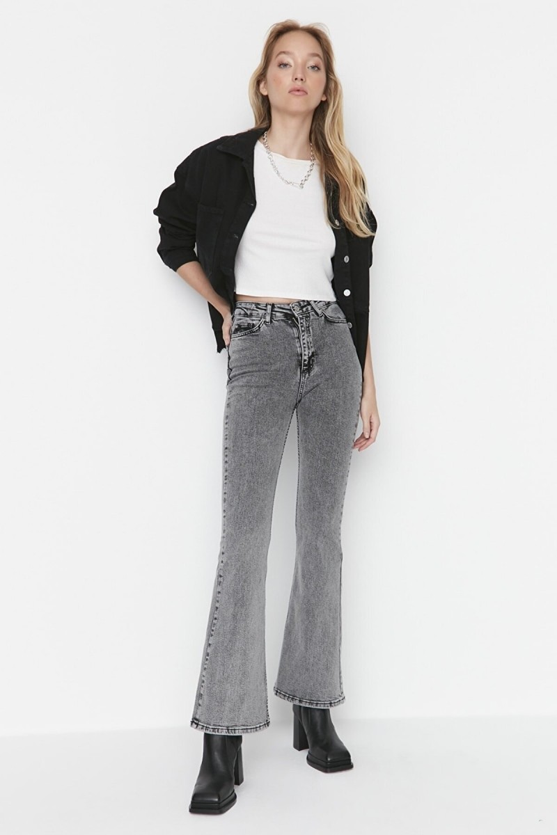 Zoe Füme Ispanyol Paça Kot Pantolon Yüksek Bel Ispanyol Jeans Toparlayıcı( Extra Rahat)