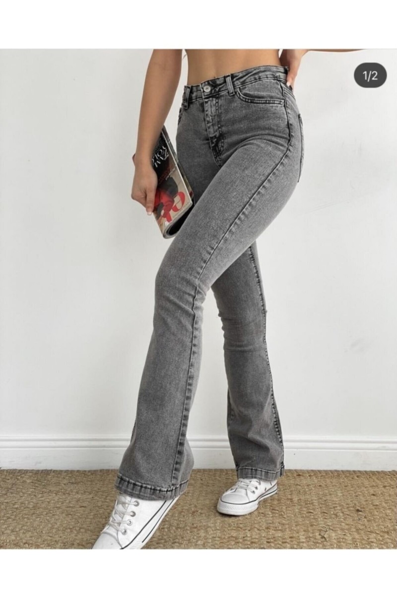 Zoe Füme Ispanyol Paça Kot Pantolon Yüksek Bel Ispanyol Jeans Toparlayıcı( Extra Rahat)