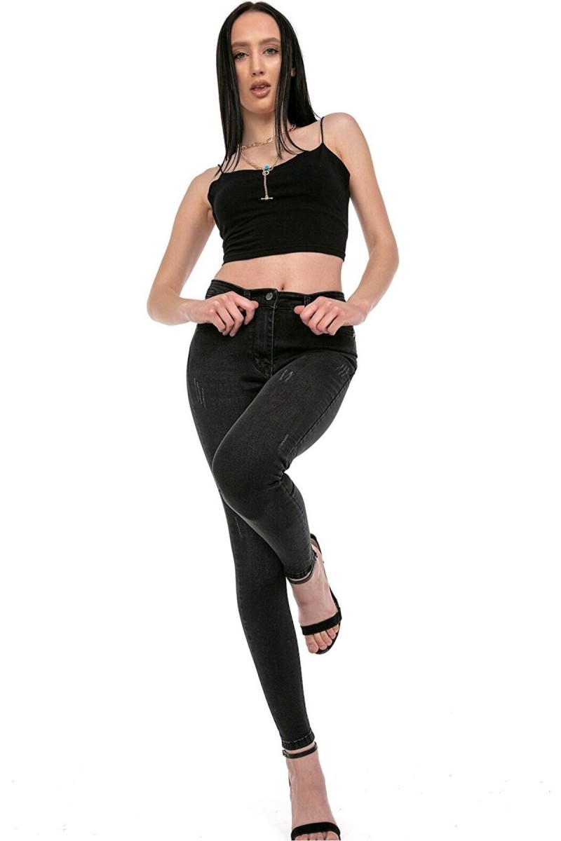 Maria Gold Kadın Solmayan Siyah Skinny Yüksek Bel Jeans Pantolon