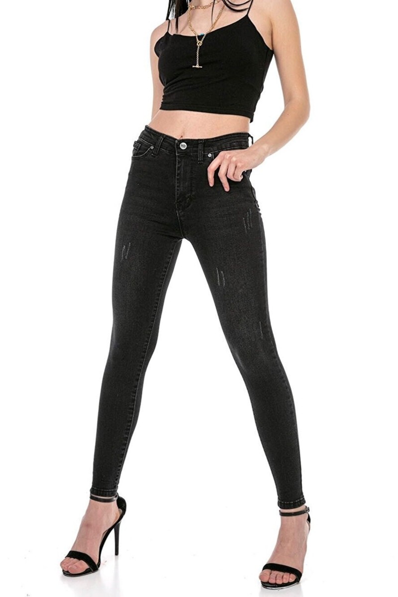 Maria Gold Kadın Solmayan Siyah Skinny Yüksek Bel Jeans Pantolon