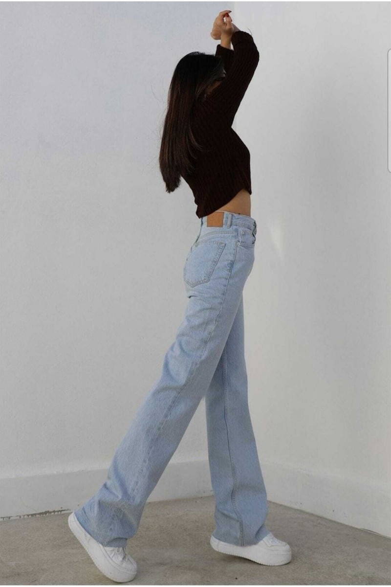 Layza Power Likralı Kadın Buz Mavi Yüksek Bel Salaş Paça Salaş Jans Kot Pantolon Layza Power Likralı Kadın Buz Mavi Yüksek Bel Salaş Paça Salaş Jans Kot Pantolon