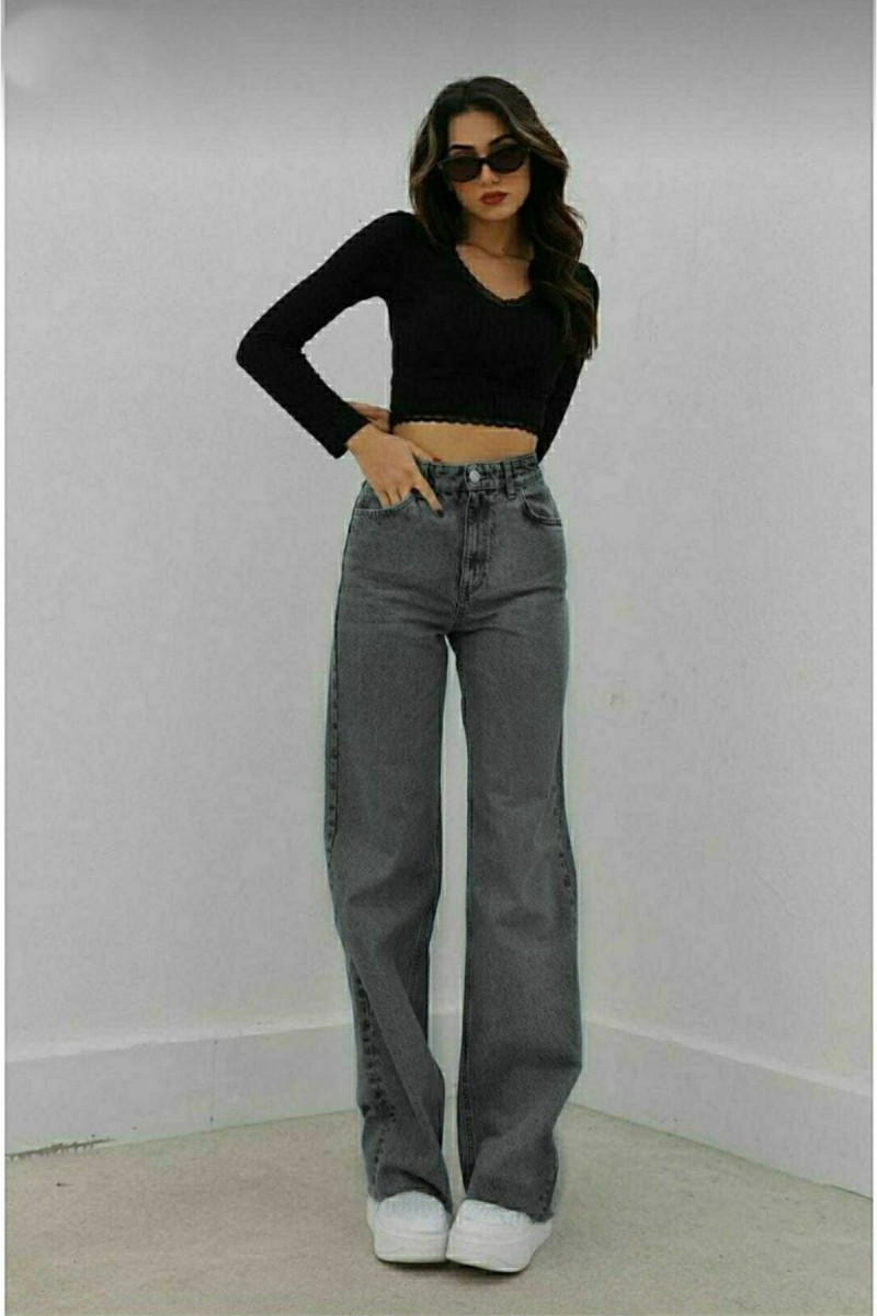 Luiss 90 s Füme Power Likralı Kadın Süper Yüksek Bel Salaş Paça Salaş Jans Kot Pantolon Luiss 90 s Füme Power Likralı Kadın Süper Yüksek Bel Salaş Paça Salaş Jans Kot Pantolon