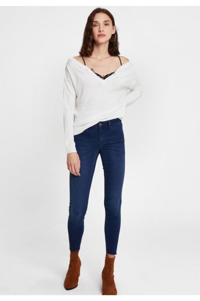 Taylor Likralı Mavi Bıyıklı Süper Skinny Jeans Pantolon Toparlayıcı