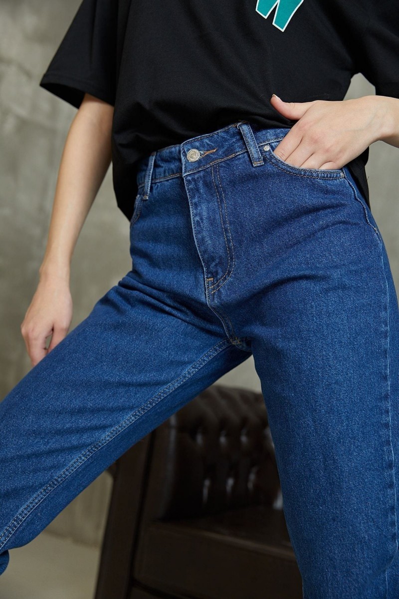 Tiger Koyu Mavi Mom Jean Yüksek Bel Ekstra Esnek Denim Pantolon Tiger Koyu Mavi Mom Jean Yüksek Bel Ekstra Esnek Denim Pantolon