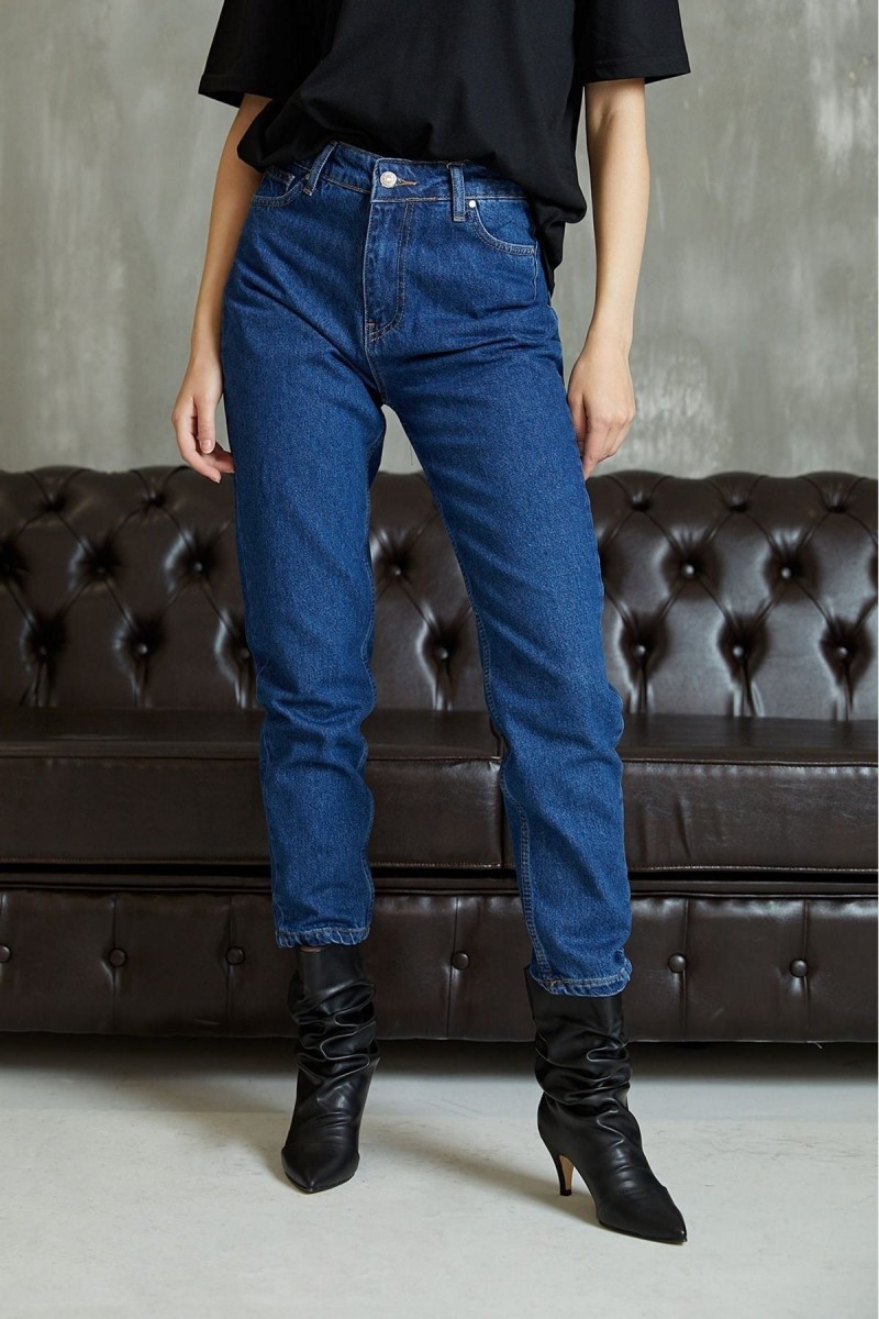Tiger Koyu Mavi Mom Jean Yüksek Bel Ekstra Esnek Denim Pantolon Tiger Koyu Mavi Mom Jean Yüksek Bel Ekstra Esnek Denim Pantolon