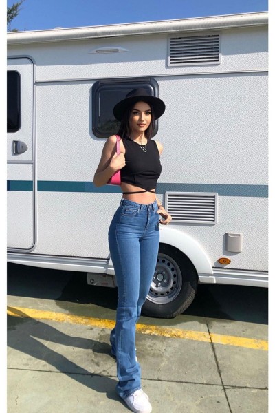 All Star Flare Jeans Ispanyol Kot Yüksek Bel Solmaz Orta Mavi Ispanyol Kot Pantolon