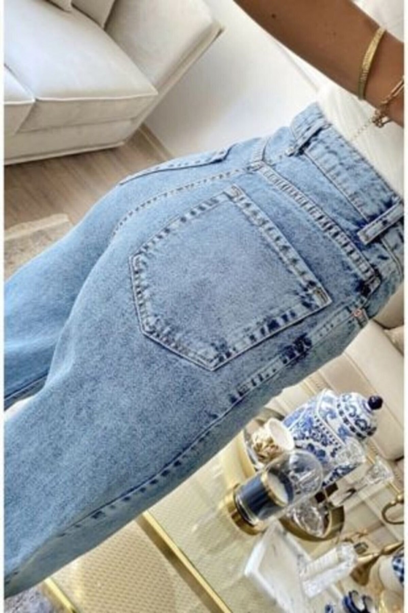 X Mavi Orta Kar 90's Likralı Süper Yüksek Bel Salaş Jeans Palazzo Pantolon. (süper Yüksek)