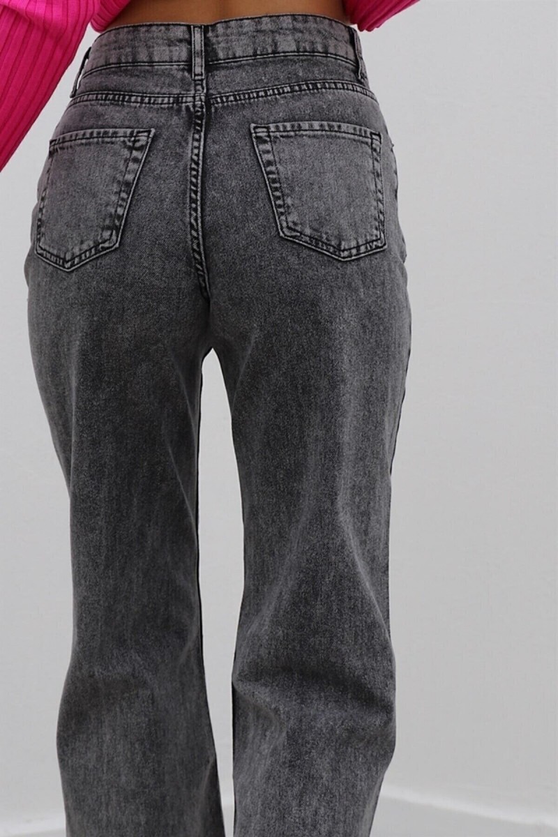 Füme Power Likralı Süper Yüksek Bel Salaş Jeans Palazzo Pantolon